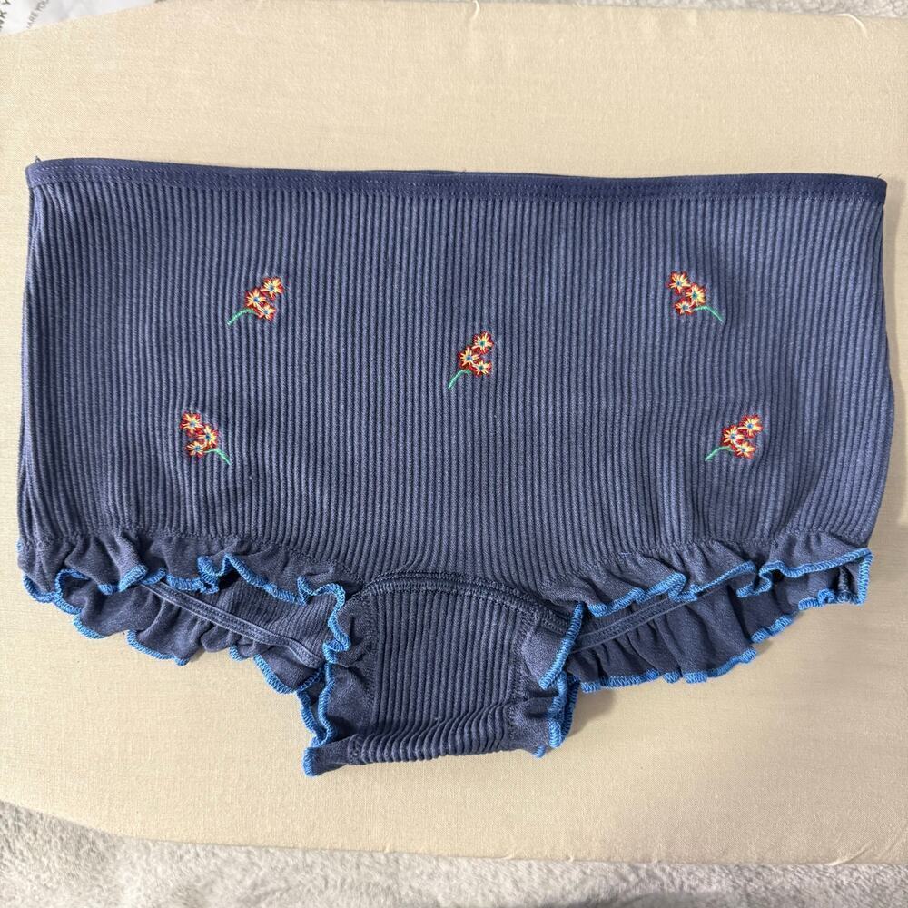Anthropologie Womens Floral Blue Panties, S/M
